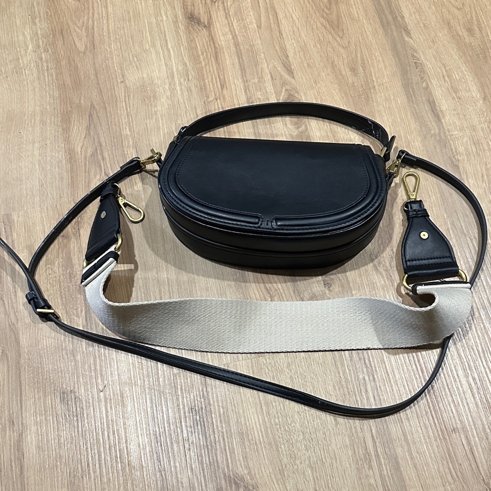 Zara Black and Cream Crossbody Bag